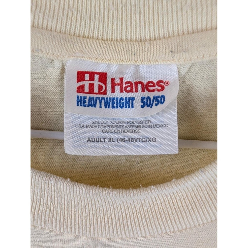 Hanes Heavyweight Pilot Rock Archery Club T-Shirt Mens XL Cream 50/50 - Picture 3 of 8
